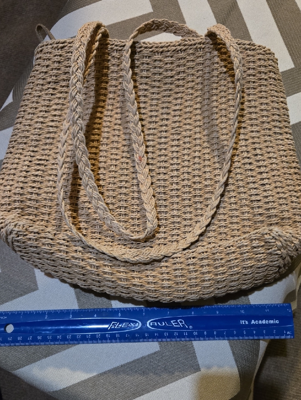 Dockers Beige Braided Woven Tote Bag